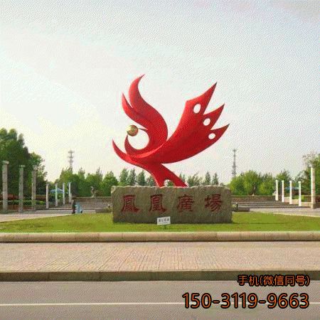 抽象鳳凰_企業(yè)廣場(chǎng)不銹鋼動(dòng)物雕塑