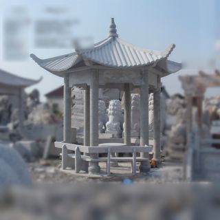 六角、八角、圓形等各式石頭涼亭一覽
