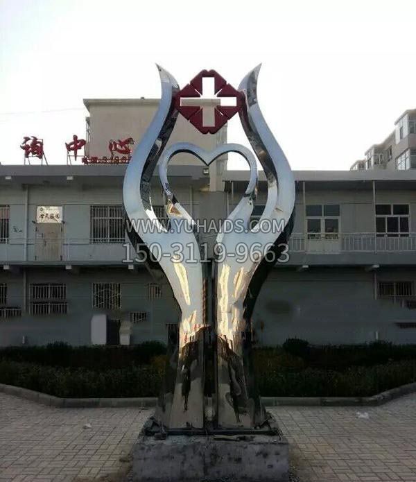 醫(yī)院不銹鋼醫(yī)者仁心雕塑 (2)