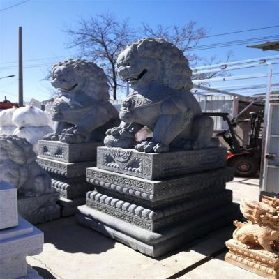 鎮(zhèn)宅招財(cái)景區(qū)古建青石石獅子 園林動物石雕擺件