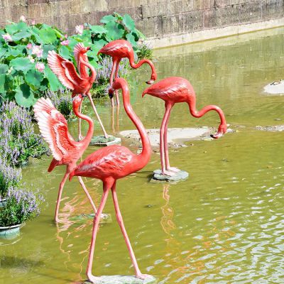 仿真火烈鳥，玻璃鋼仿生動物雕塑