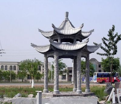 公園廣場(chǎng)雕刻花紋雙層古建筑涼亭雕塑