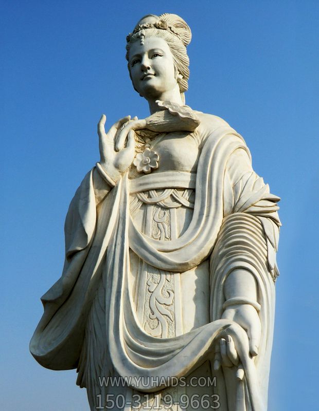 十二花神之七月雞冠花蔡氏漢白玉古代美女雕像雕塑