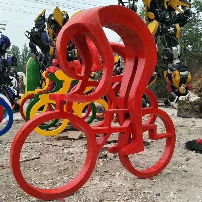 騎車人物玻璃鋼雕塑體育運(yùn)動雕像公園園林噴漆景觀擺件可定做_625