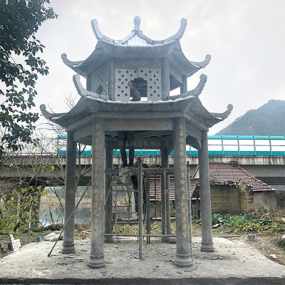 鄉(xiāng)鎮(zhèn)景觀青石仿古鏤空休息納涼涼亭