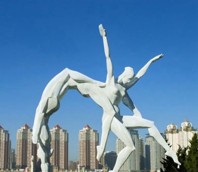 學(xué)院戶(hù)外不銹鋼藝術(shù)雙人體操雕塑