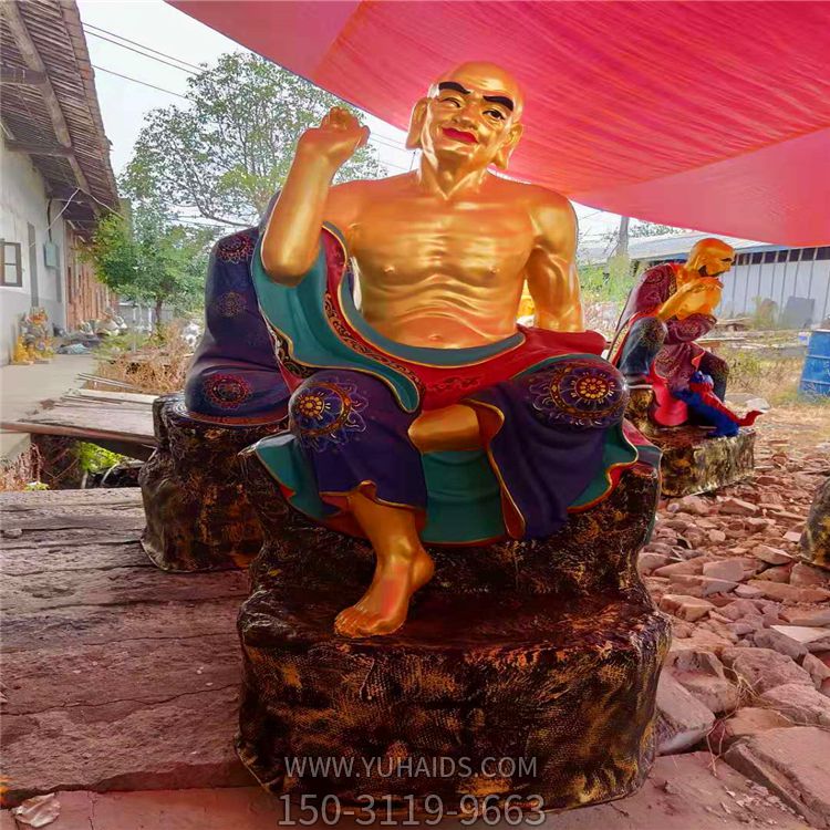 玻璃鋼彩繪景區(qū)寺廟大型十八羅漢雕塑