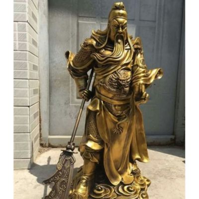 玻璃鋼噴金烤漆寺廟家用武財神雕塑