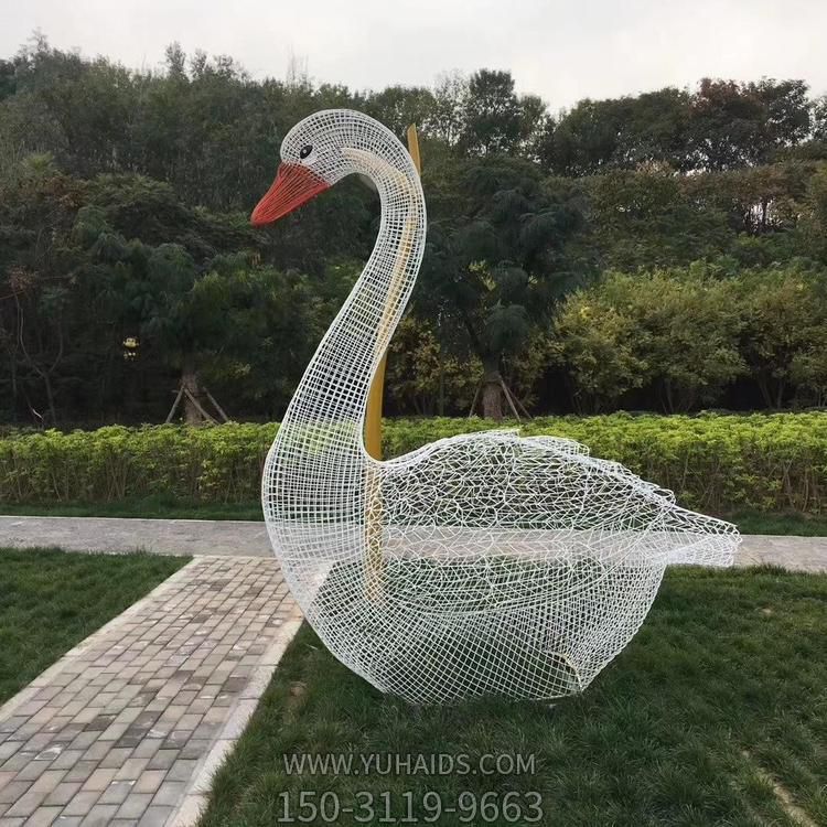 不銹鋼鏤空創(chuàng)意戶外公園照明動物景觀天鵝雕塑