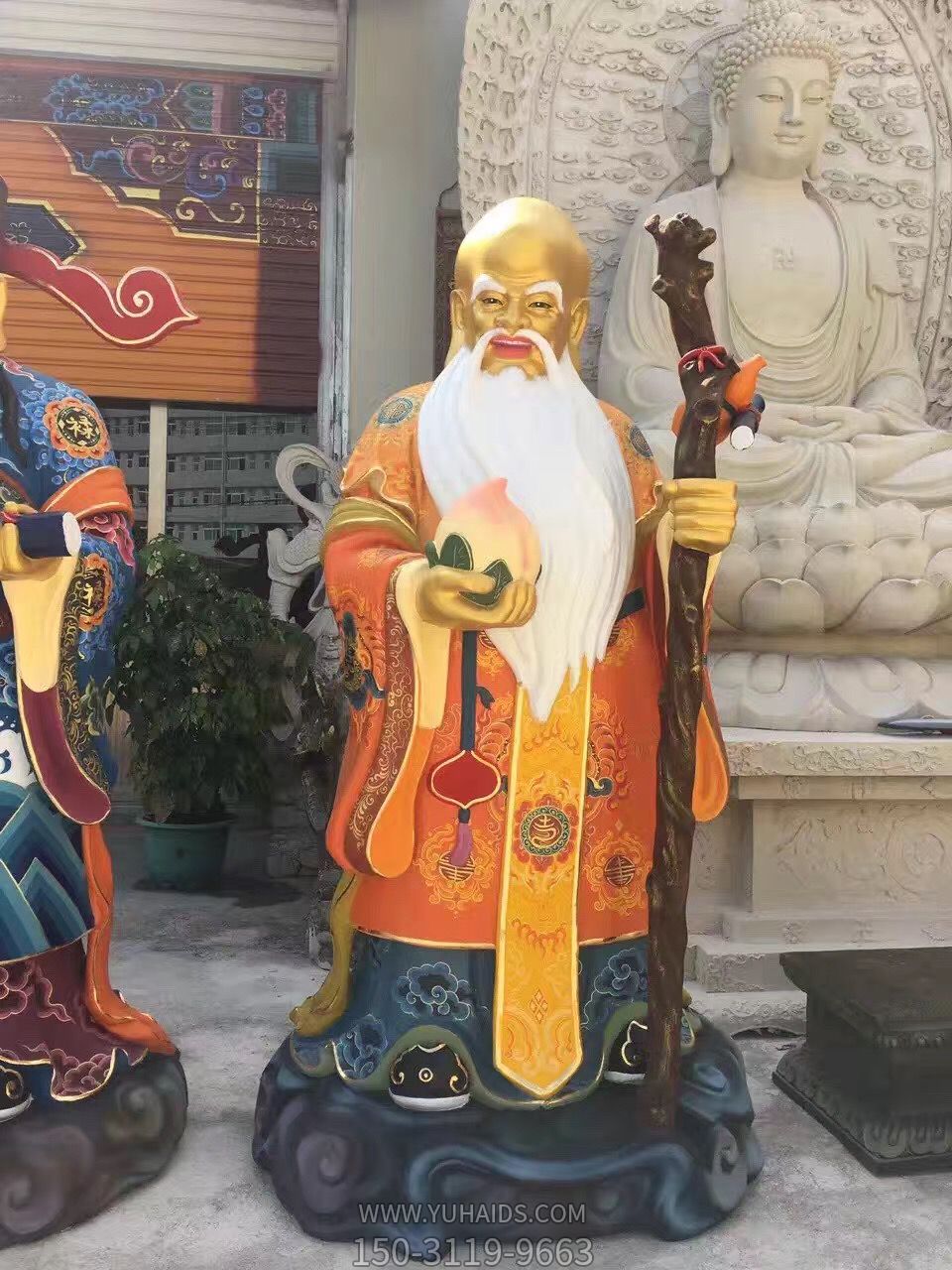 大型玻璃鋼景區(qū)壽星人物景觀福祿壽雕塑