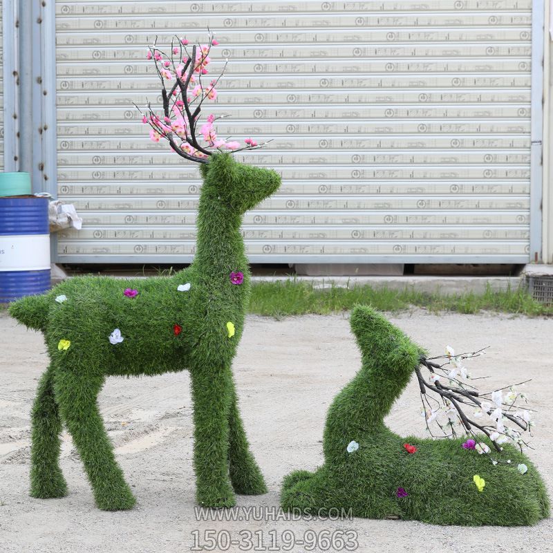 公園景區(qū)不銹鋼綠植梅花鹿雕塑