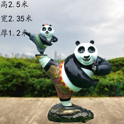 公園游樂場所主題動物展示玻璃鋼熊貓雕塑 創(chuàng)意卡通動物造型定制