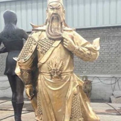 鑄銅關(guān)公戶外園林武財神雕塑擺件