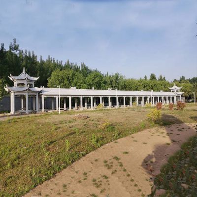 公園擺放大型青石中式長(zhǎng)廊休閑涼亭雕塑