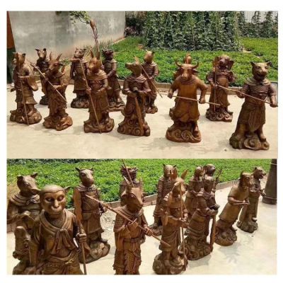 人身獸首的十二生肖銅雕，可做石材或玻璃鋼材質(zhì)
