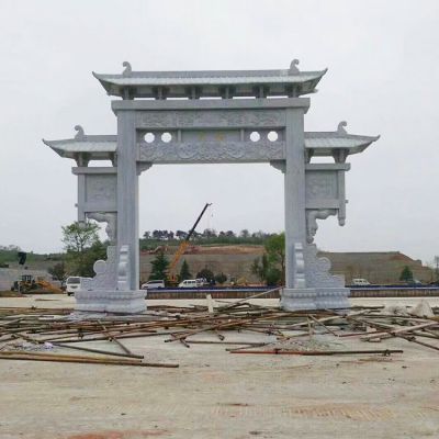 石雕牌坊牌樓單門(mén)仿古中式新農(nóng)村建設(shè)園林雕塑