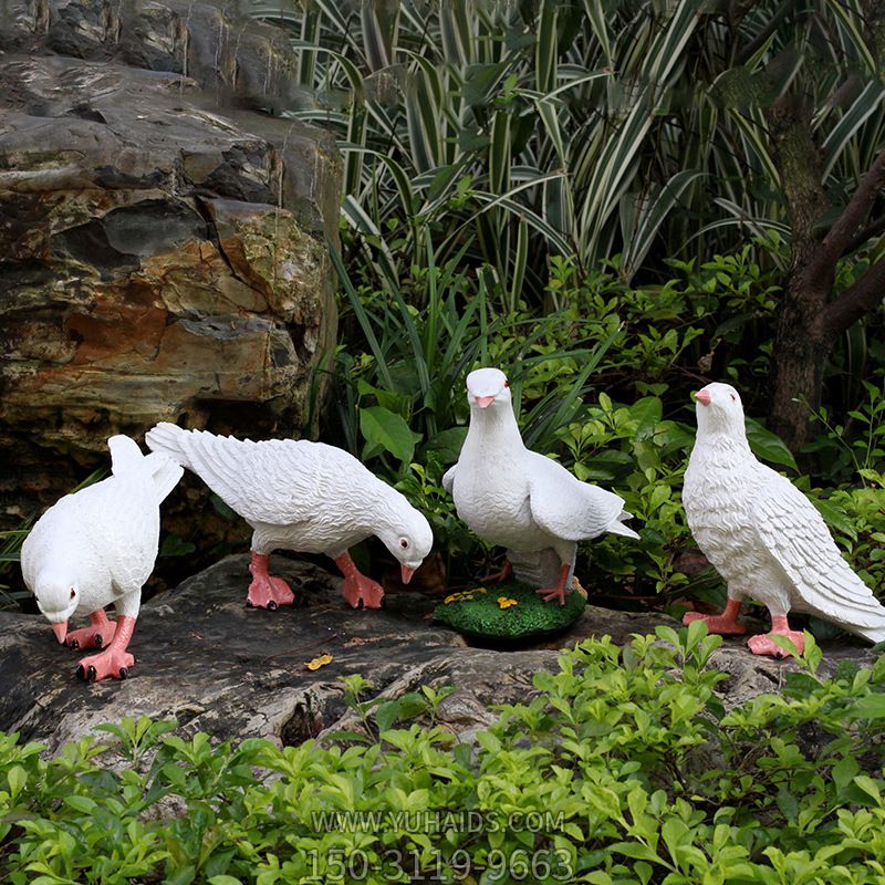 公園戶外池塘邊仿真動物玻璃鋼材質(zhì)鴿子雕塑