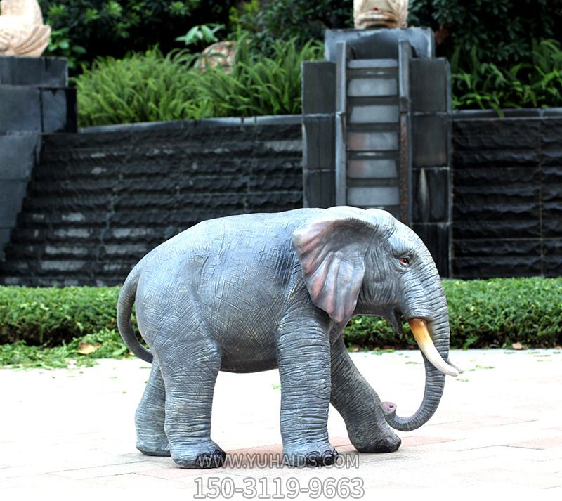 公園戶外大型景觀玻璃鋼仿真動物大象雕塑