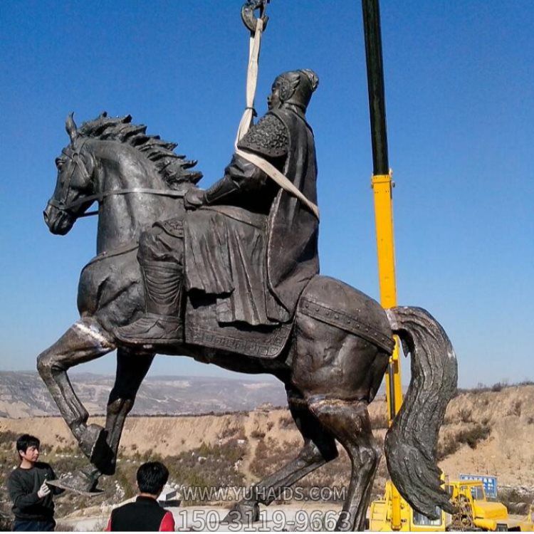 玻璃鋼仿銅園林廣場大型將軍騎馬的人物景觀