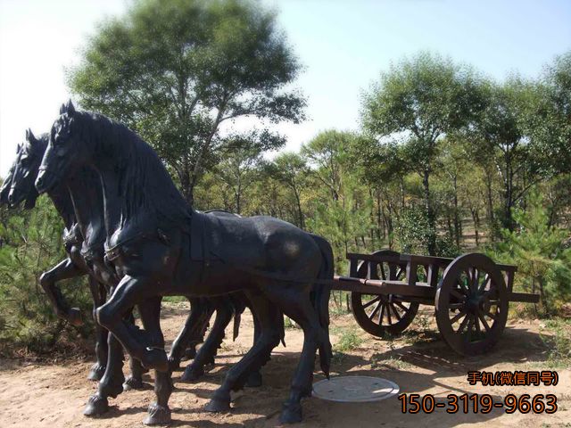 銅雕動(dòng)物景觀雕塑-馬車(chē)